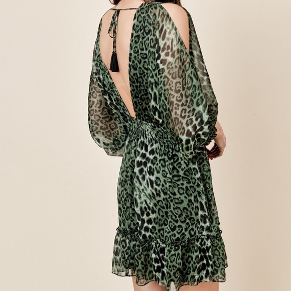 NEW 💋 Lovestitch Green Leopard Cut Out Dress - Picture 4 of 7